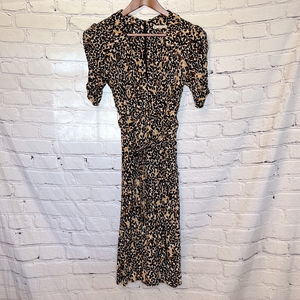 Nanette Lepore Belted Brown & Tan Dress Size 6 Excellent Condition